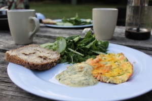 Trout and Spring Onion Omelette, with Campers Mayonnaisse